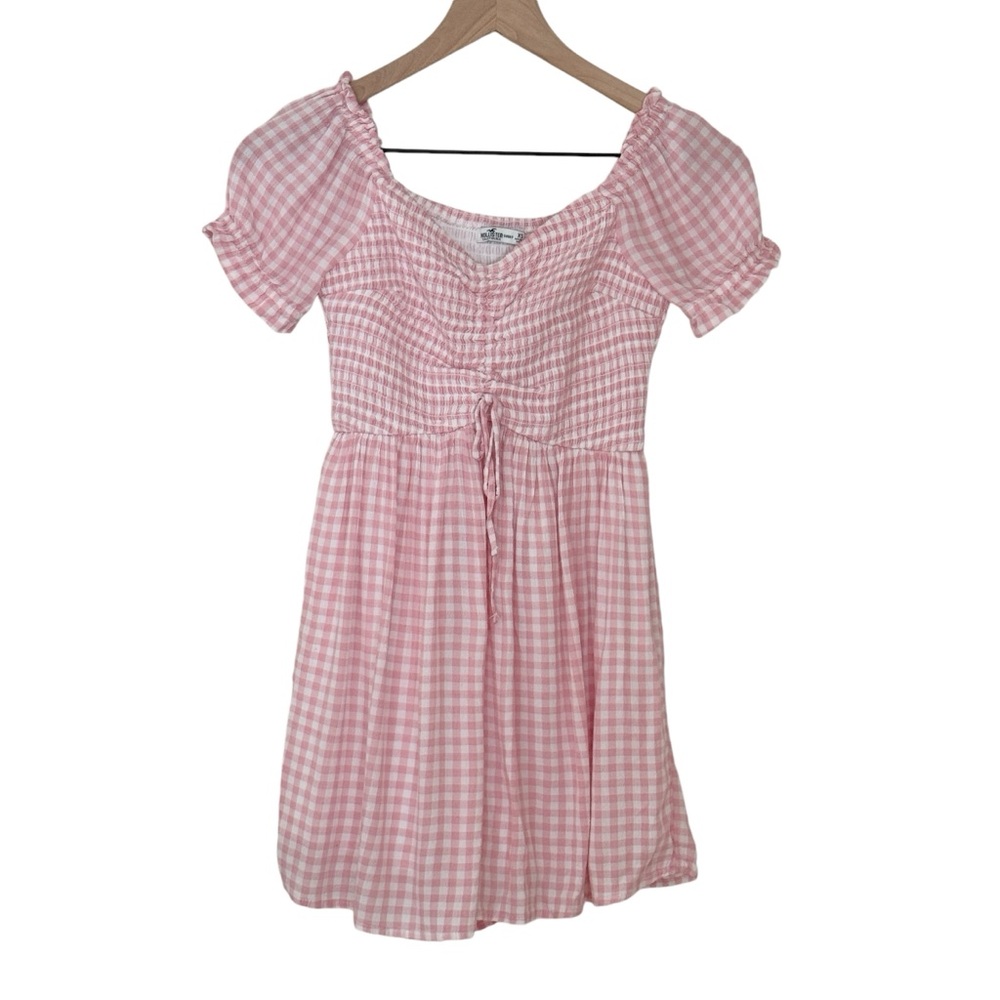 Hollister Woman's Size XS Pink White Checkered Lined Short Romper One Piece